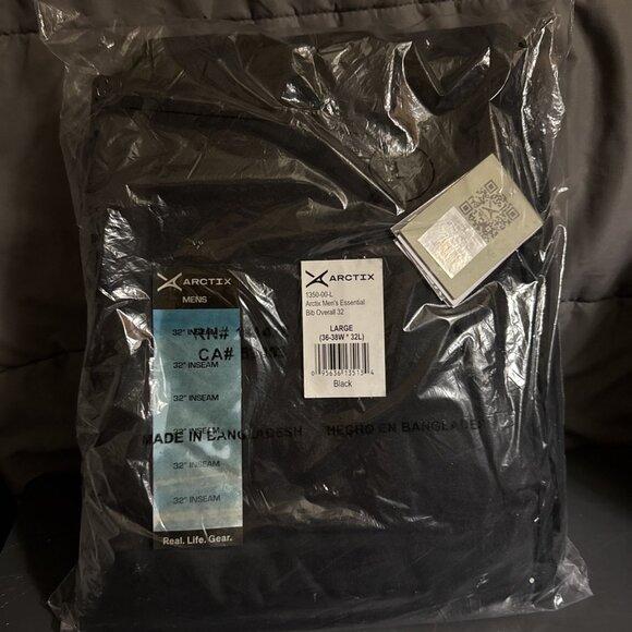 Arctix Men's Essential Bib Overalls Black Large (36-38W * 32L) 32” Inseam - Picture 1 of 13